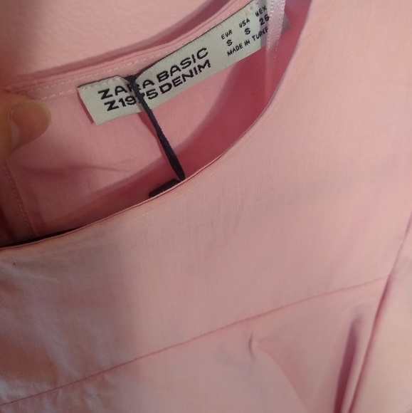 💙NWT zara millennial pink dual tier ruffle blouse - Picture 4 of 5